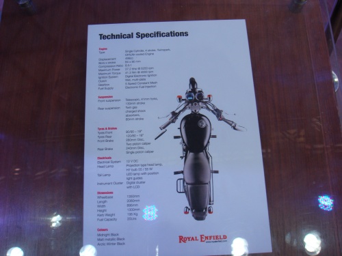 Royal Enfield Thunnderbird 500 Technical Specifiactions